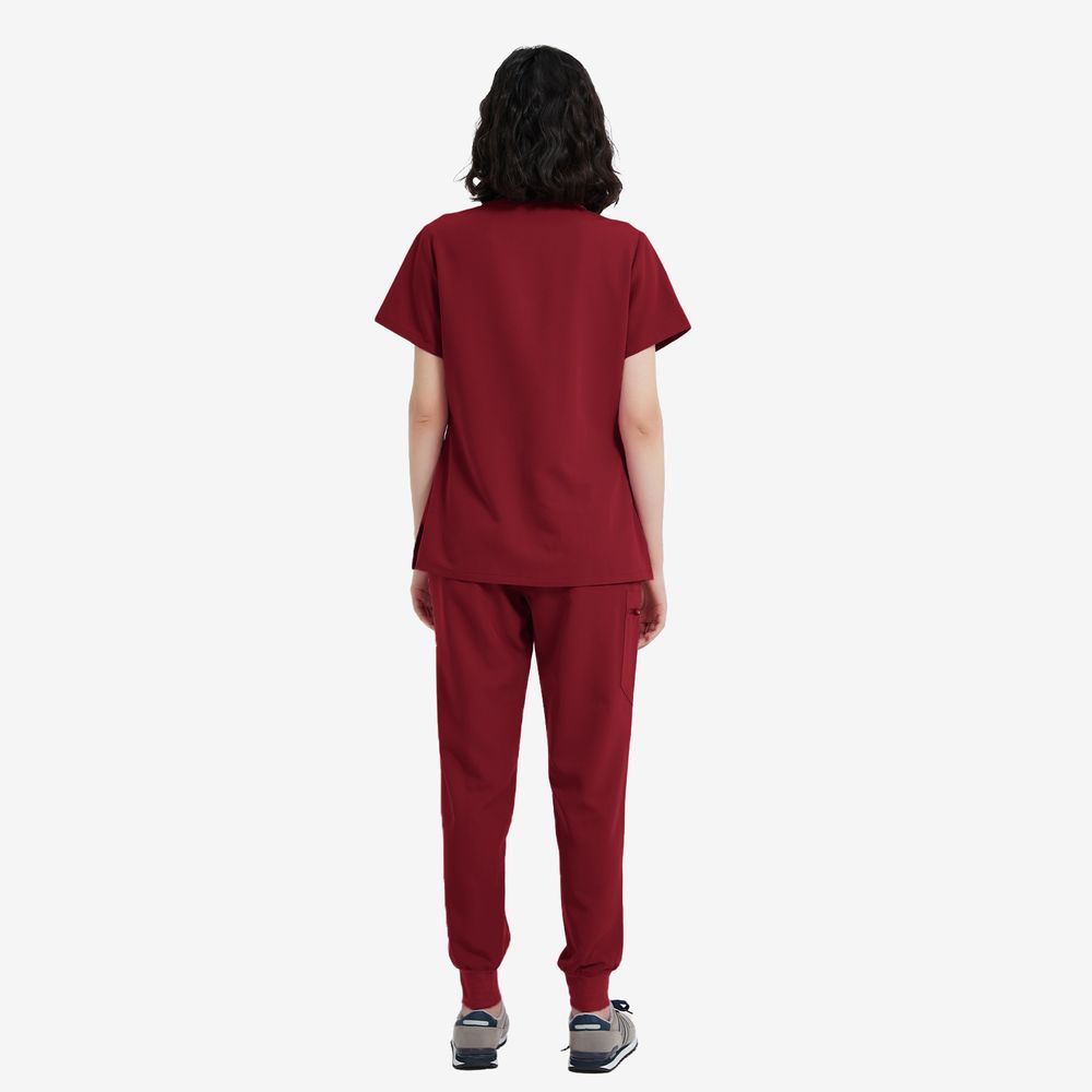 Ellisa Burgundy Scrubs Set Wholesale — view 3