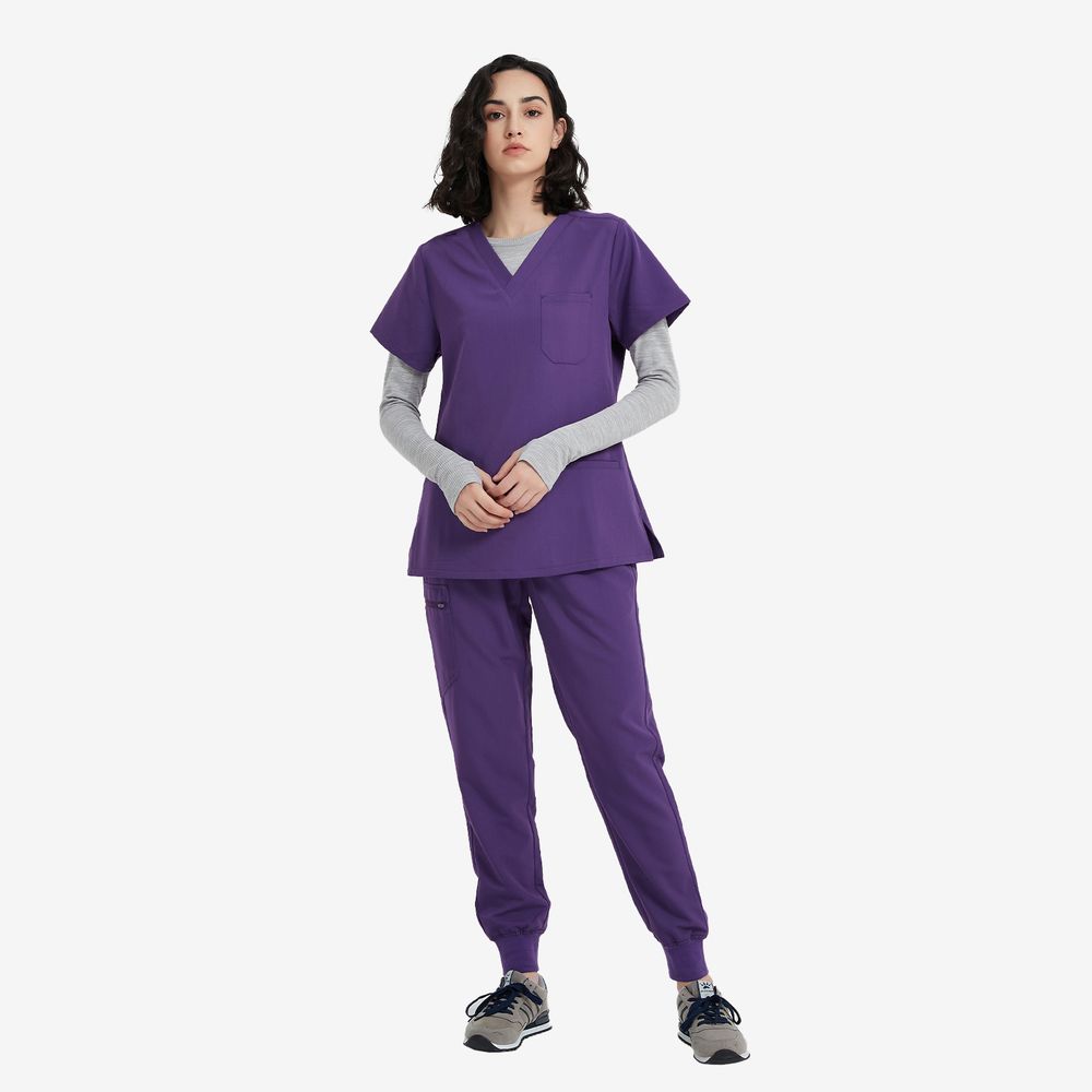 Ellisa Plum Wine Color Eggplant Scrubs — view 2