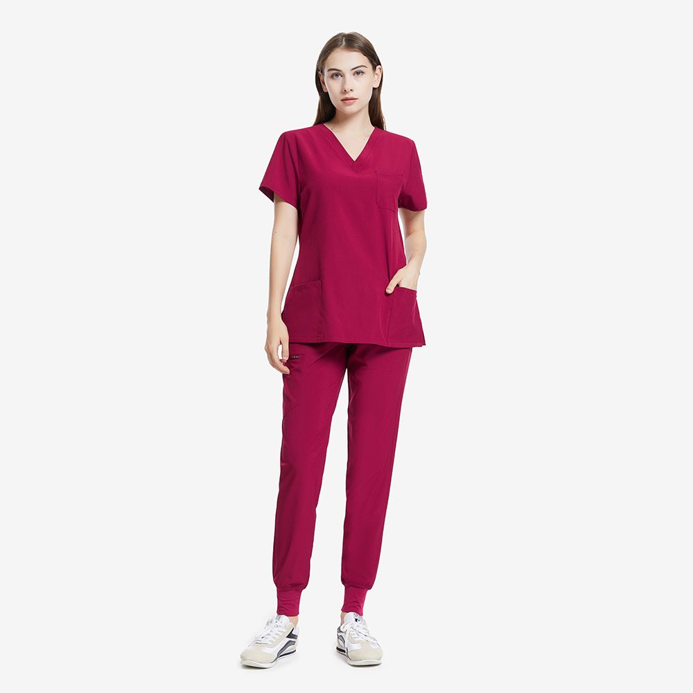 Valiant Rose Red Scrubs Set Wholesale — view 1