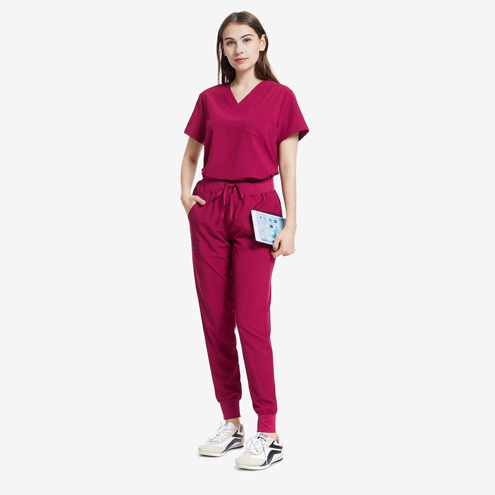 Valiant Rose Red Scrubs Set Wholesale — view 3